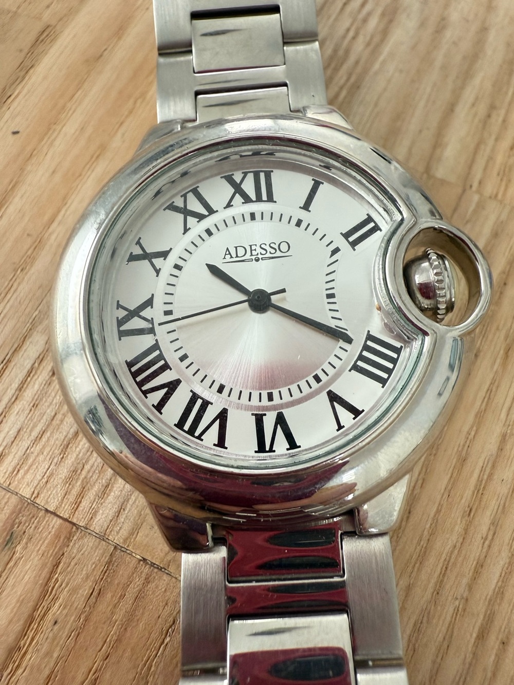 Adesso Roman numerals stainless steel watch NEW BATTERY
